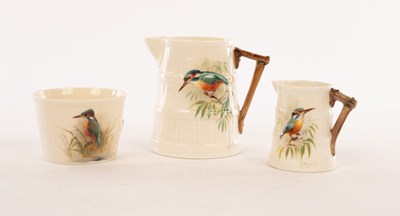 Lot 42 - Two Royal Worcester ribbed jugs and a soufflé...