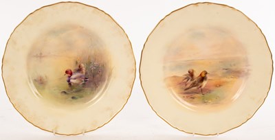 Lot 52 - A pair of Royal Worcester plates painted a...