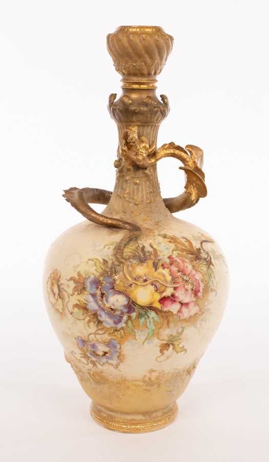 Lot 63 - A Turn Teplitz Bohemia vase of ivory ground,...