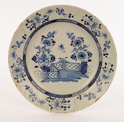 Lot 72 - A Delft blue and white charger, possibly...