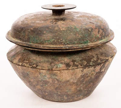 Lot 94 - A Chinese bronze lidded dish, Han dynasty, of...
