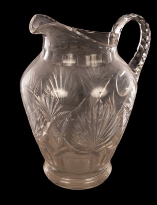 Lot 113 - A large cut glass jug, fan pattern etc., on a...