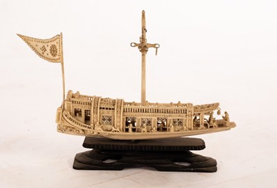 Lot 288 - A 19th Century ivory barge celebrating a...