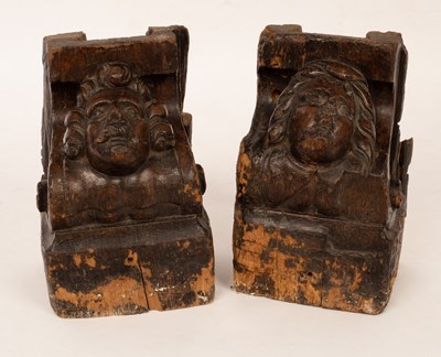 Lot 291 - A pair of 17th Century architectural oak...