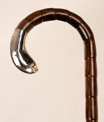 Lot 296 - A gentleman's walking cane with silver mount,...