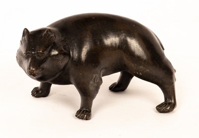 Lot 341 - A Japanese bronze prowling bear, 17cm long