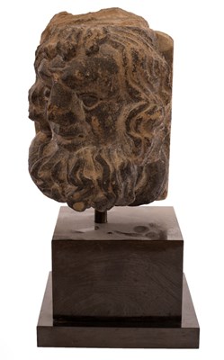 Lot 349 - A 14th/15th Century carved stone head,...