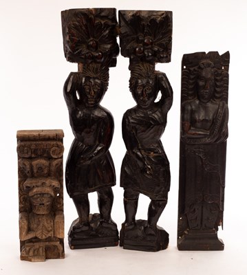 Lot 353 - A 17th Century carved oak caryatid, 43cm high,...