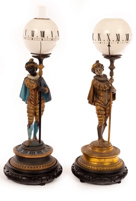 Lot 361 - Two globe clocks, the opaque shades with...