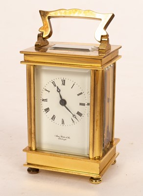 Lot 366 - A miniature gilt brass carriage clock, James...