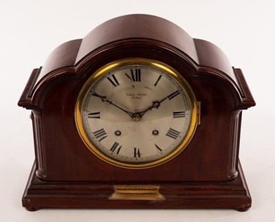 Lot 373 - An Edwardian mahogany eight-day mantel clock...