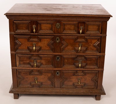 Lot 380 - A William and Mary oak chest, the moulded top...