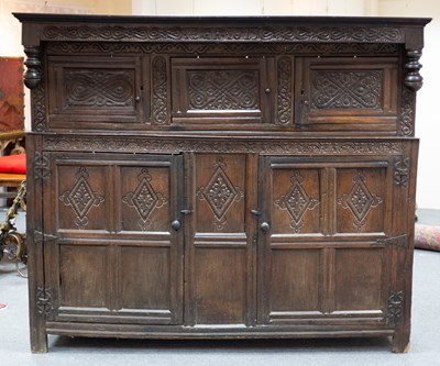 Lot 397 - A very large Charles II Westmorland carved oak...