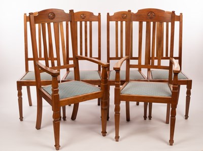 Lot 412 - A set of six Arts & Crafts walnut dining...