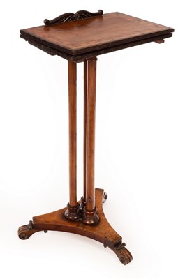 Lot 419 - A William IV rosewood reading stand/table, the...