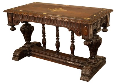 Lot 423 - A 19th Century Italian walnut and ivory inlaid...