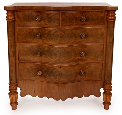 Lot 429 - A Victorian satin mahogany chest of serpentine...