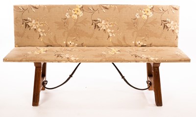 Lot 445 - A Spanish Gothic folding bench with...