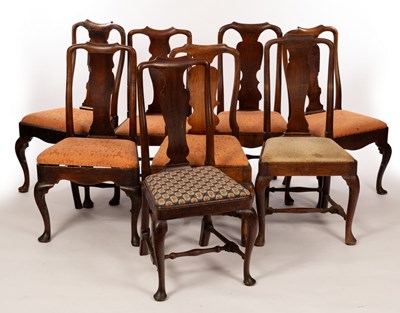 Lot 454 - A harlequin set of eight Georgian dining...