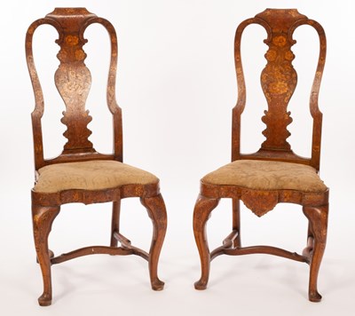 Lot 462 - A pair of 18th Century Dutch walnut and floral...