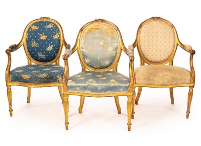 Lot 463 - A set of three George III giltwood open...