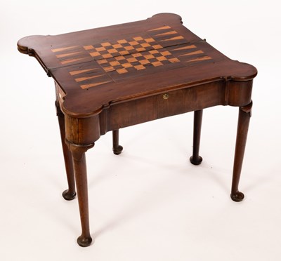 Lot 465 - A George II walnut triple-flap gaming table,...