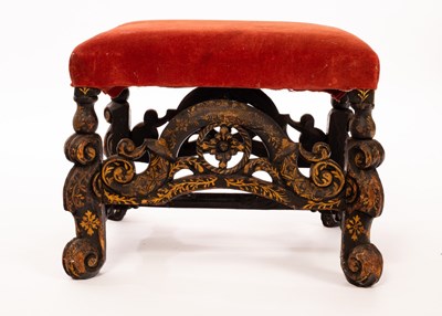 Lot 467 - A William and Mary stool, the black lacquer...