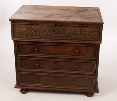 Lot 469 - A Queen Anne oak box top chest, with...