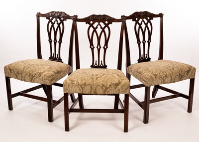 Lot 484 - Three 18th Century style dining chairs, the...