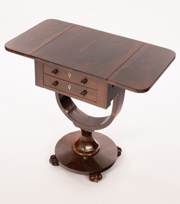 Lot 504 - A Victorian rosewood two-flap sewing table,...