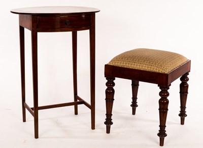 Lot 514 - An oval mahogany side table, fitted a drawer,...