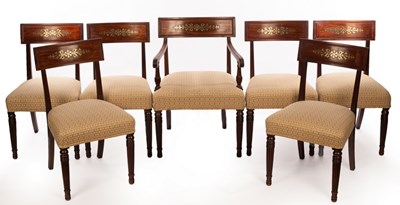 Lot 524 - Six Regency mahogany dining chairs, the...