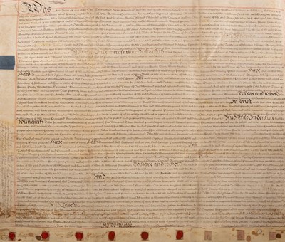 Lot 600 - An 18th Century vellum indenture in five parts