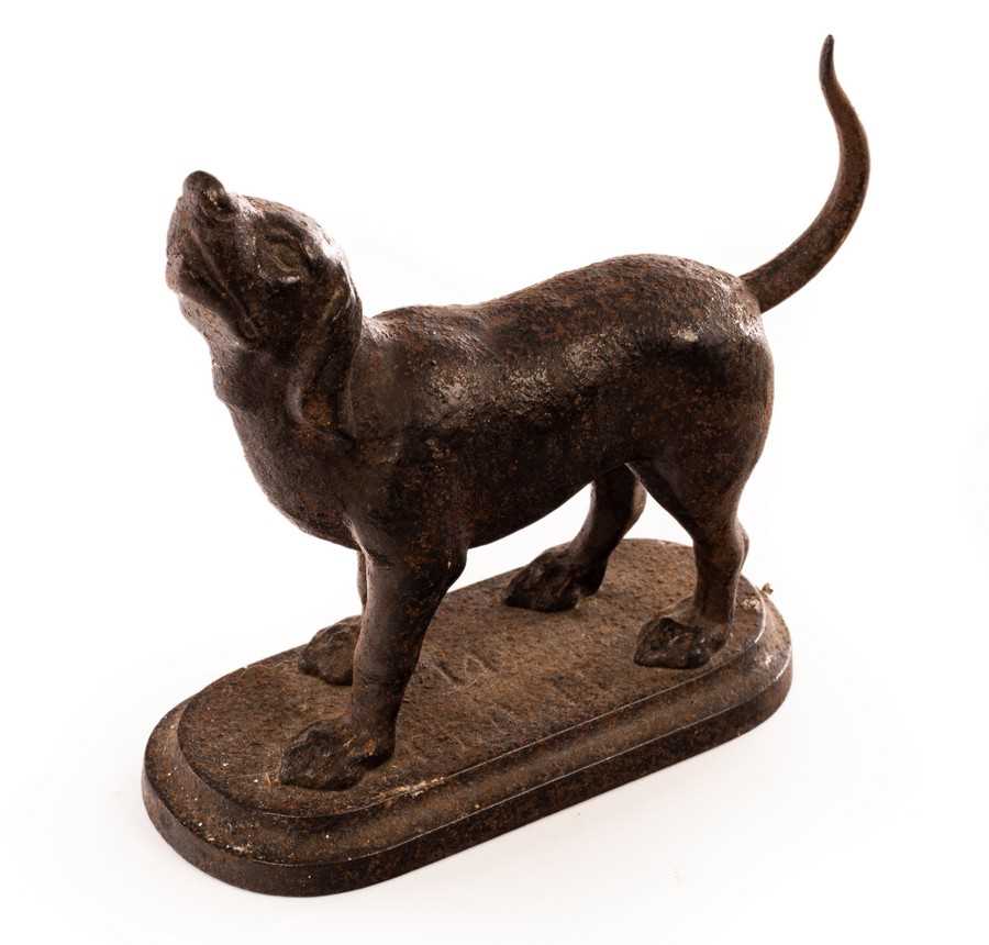 Lot 110 - A cast iron doorstop modelled as a bloodhound...