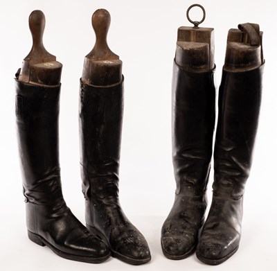 Lot 118 - A pair of leather riding boots and trees, by...