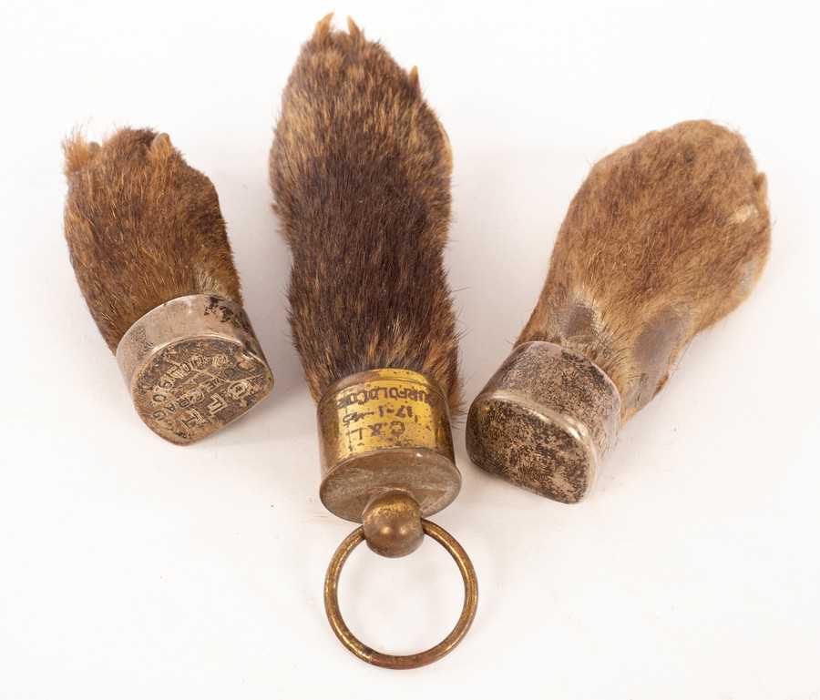Lot 123 - A silver mounted fox paw brooch, mounts...