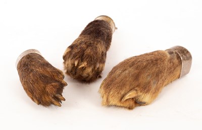 Lot 123 - A silver mounted fox paw brooch, mounts...