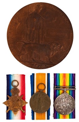 Lot 145 - A group of three World War I medals, 1914 Star...