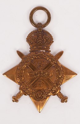 Lot 145 - A group of three World War I medals, 1914 Star...