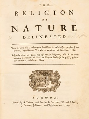 Lot 187 - Wollaston (William) The Religion of Nature...