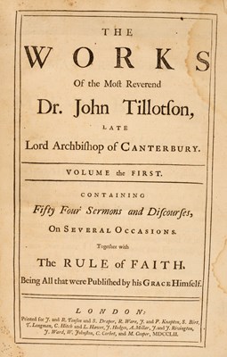 Lot 189 - Tillotson (John) The Works of the Most...