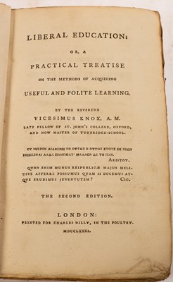 Lot 203 - Knox (V) Liberal Education, 8vo, 2nd edn.,...