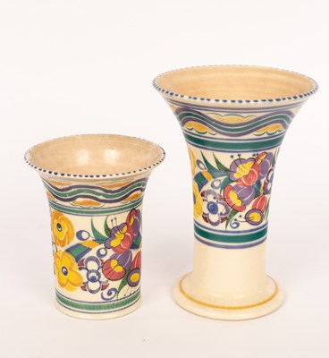 Lot 220 - Poole Pottery, two floral vases, one marked...