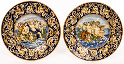 Lot 274 - A pair of 19th Century majolica chargers...