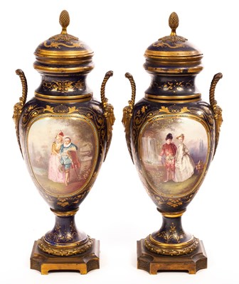 Lot 275 - A pair of French gilt metal mounted vases, the...