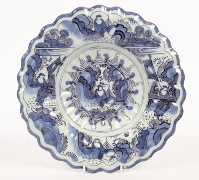 Lot 279 - An 18th Century blue and white Delft dish with...