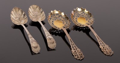 Lot 352 - Two George III silver dessert spoons, London...