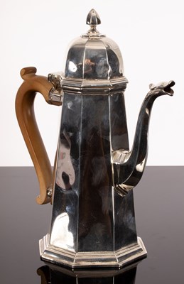 Lot 366 - A Queen Anne style silver coffee pot, Richard...