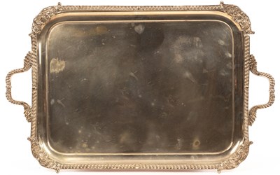 Lot 386 - A silver plated tray of rectangular shape with...