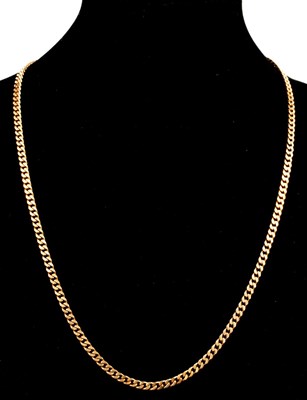 Lot 408 - A 14k yellow gold necklace of flattened curb...